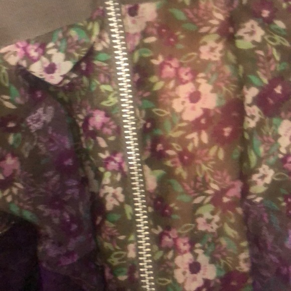 TOPSHOP UK10 US6 Purple Dipped Floral Frill Skirt - Picture 2 of 2